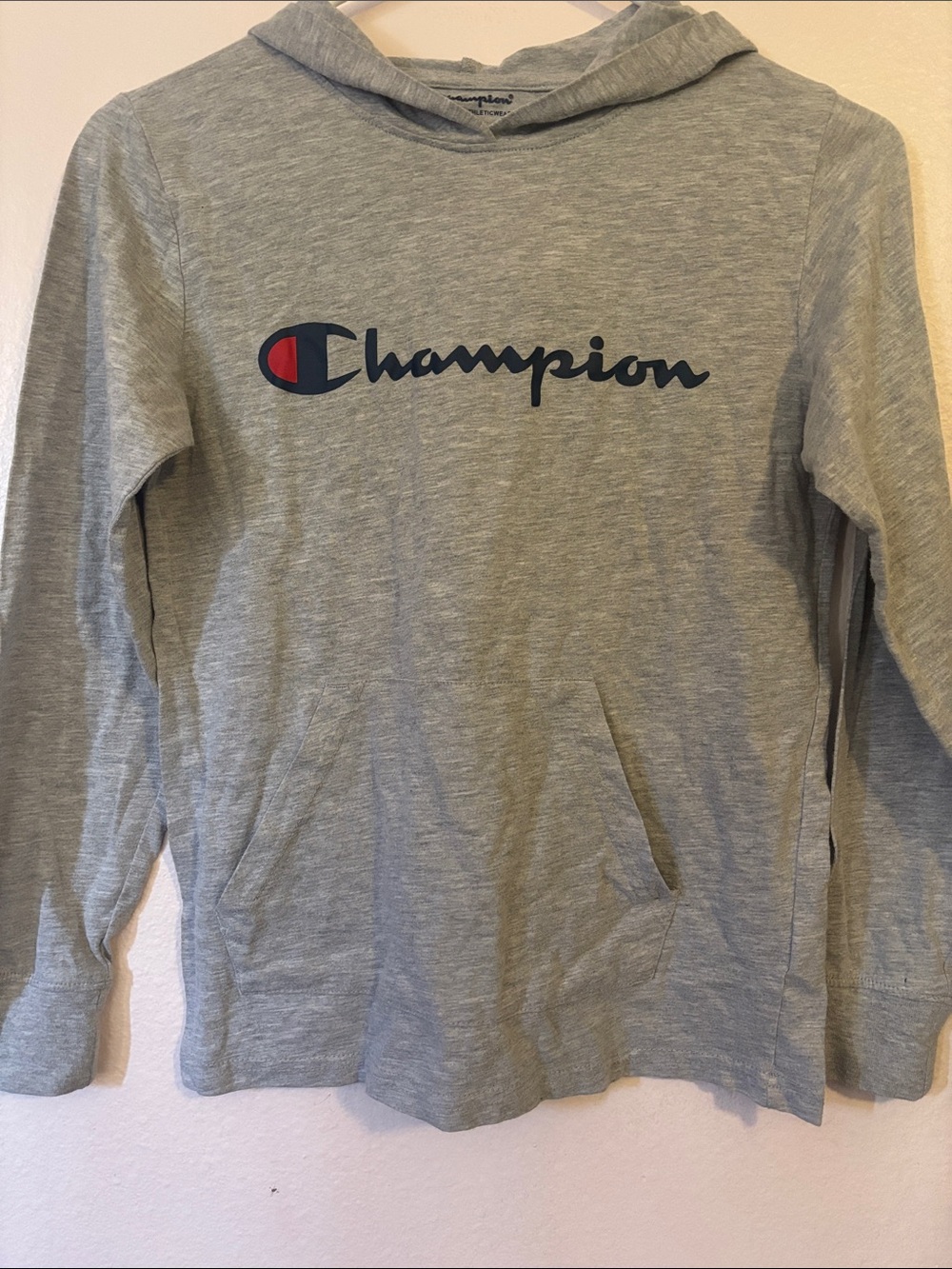 Champion Kids Light Gray Pullover Hoodie, Size M